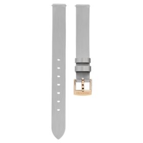 Uhrenarmband, 12 mm (0,47″) breit, Leder, silberfarben, roségoldfarben veredelt Uhrenarmband, 12 mm (0,47″) breit, Leder, silberfarben, roségoldfarben veredelt