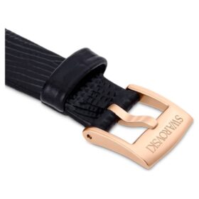 Uhrenarmband, 13 mm (0,51″) breit, Leder, schwarz, roségoldfarben Uhrenarmband, 13 mm (0,51″) breit, Leder, schwarz, roségoldfarben