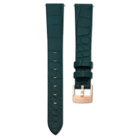 Uhrenarmband, 14 mm (0,55″) breit, Leder, grün, roségoldfarben Uhrenarmband, 14 mm (0,55″) breit, Leder, grün, roségoldfarben