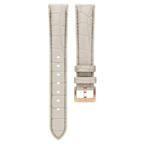 Uhrenarmband, 16 mm (0,63″) breit, Leder mit Ziernähten, grau, roségoldfarben Uhrenarmband, 16 mm (0,63″) breit, Leder mit Ziernähten, grau, roségoldfarben