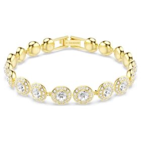 Una Angelic Armband, Rundschliff, Pavé, mittelgroß, weiß, goldfarben plattiert Una Angelic Armband, Rundschliff, Pavé, mittelgroß, weiß, goldfarben plattiert