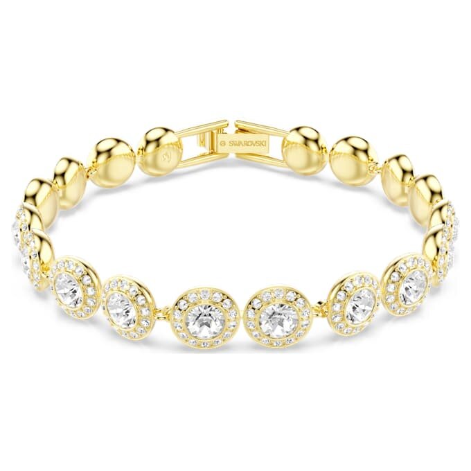 Una Angelic Armband, Rundschliff, Pavé, mittelgroß, weiß, goldfarben plattiert Una Angelic Armband, Rundschliff, Pavé, mittelgroß, weiß, goldfarben plattiert