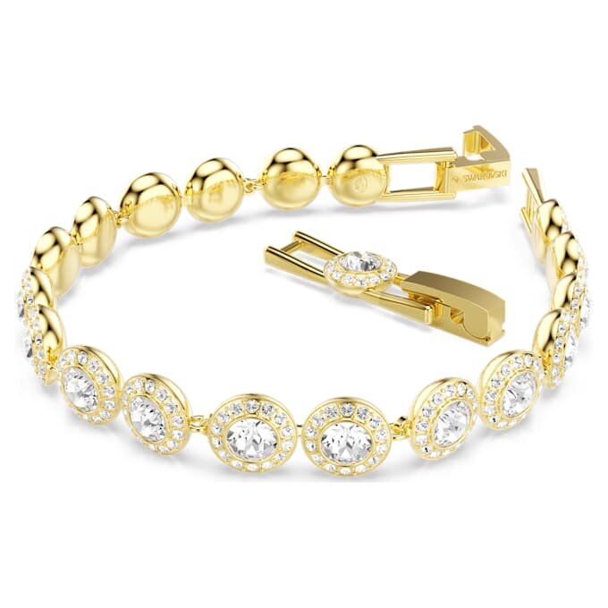 Una Angelic Armband, Rundschliff, Pavé, mittelgroß, weiß, goldfarben plattiert Una Angelic Armband, Rundschliff, Pavé, mittelgroß, weiß, goldfarben plattiert