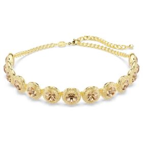 Una Angelic Choker, Rundschliff, Karamell, goldfarben plattiert Una Angelic Choker, Rundschliff, Karamell, goldfarben plattiert