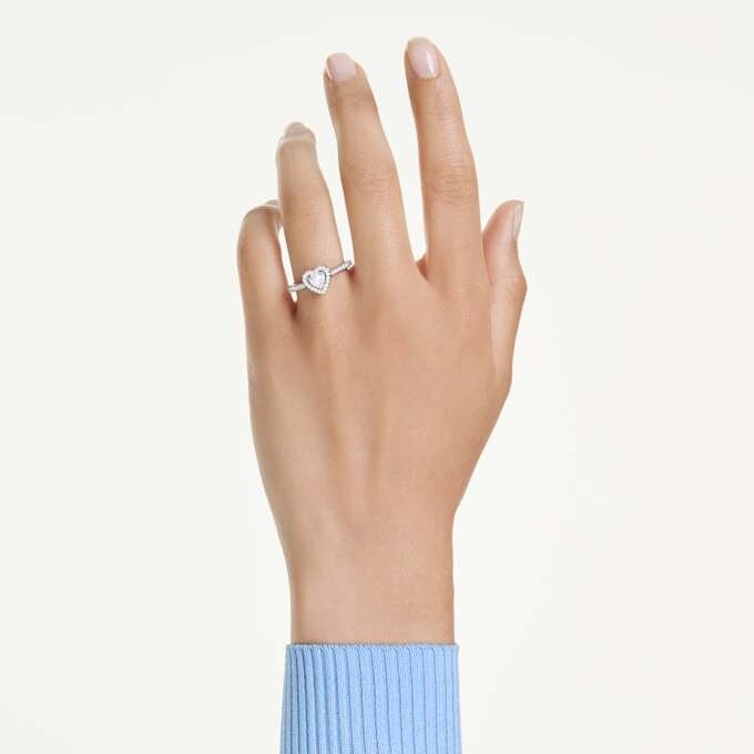 Una Angelic Motivring mit gemischten Schliffen, Herz, weiß, rhodiniert Una Angelic Motivring mit gemischten Schliffen, Herz, weiß, rhodiniert