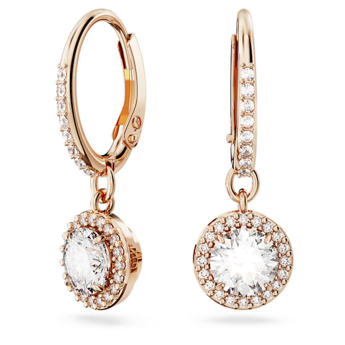 Una Angelic Tropfenohrringe, Rundschliff, Pavé, Weiß, roségoldfarben plattiert Una Angelic Tropfenohrringe, Rundschliff, Pavé, Weiß, roségoldfarben plattiert