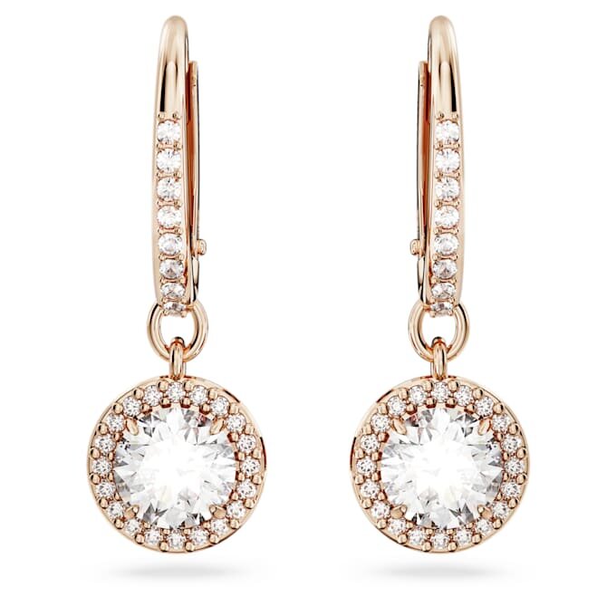 Una Angelic Tropfenohrringe, Rundschliff, Pavé, Weiß, roségoldfarben plattiert Una Angelic Tropfenohrringe, Rundschliff, Pavé, Weiß, roségoldfarben plattiert
